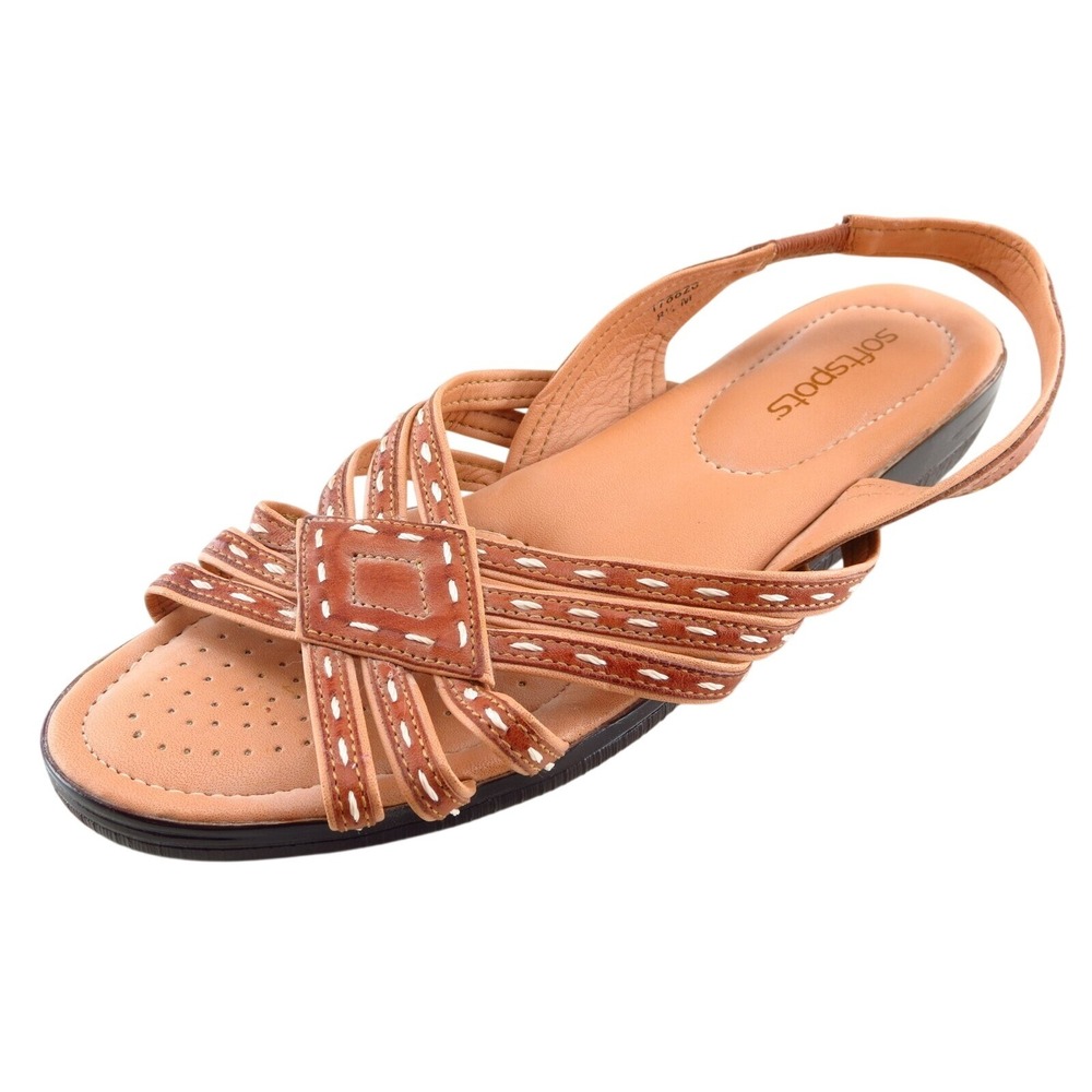Softspots Slingback Sandals‎ Brown Leather Women Shoes Size 8.5 Medium